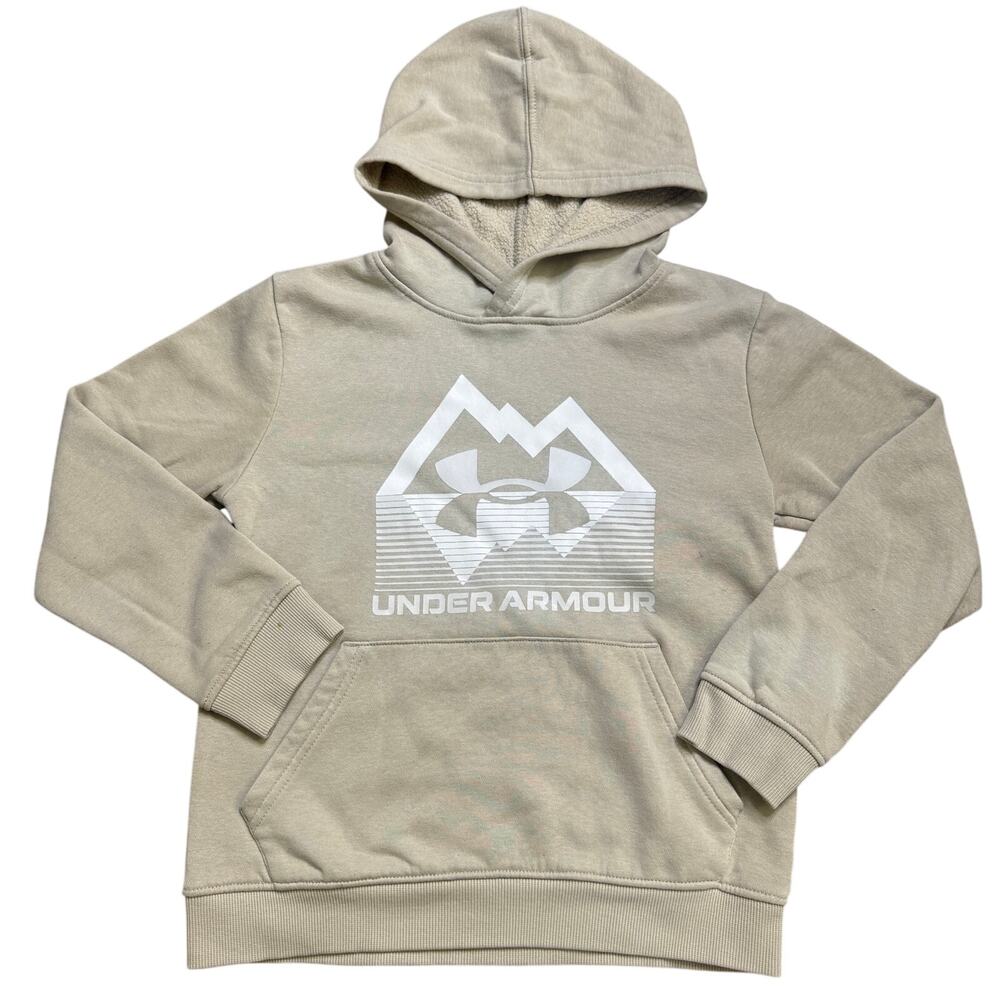 UNDER ARMOUR KIDS YOUTH S Small  PULLOVER HOODIE SWEATER JACKET BEIGE BROWN